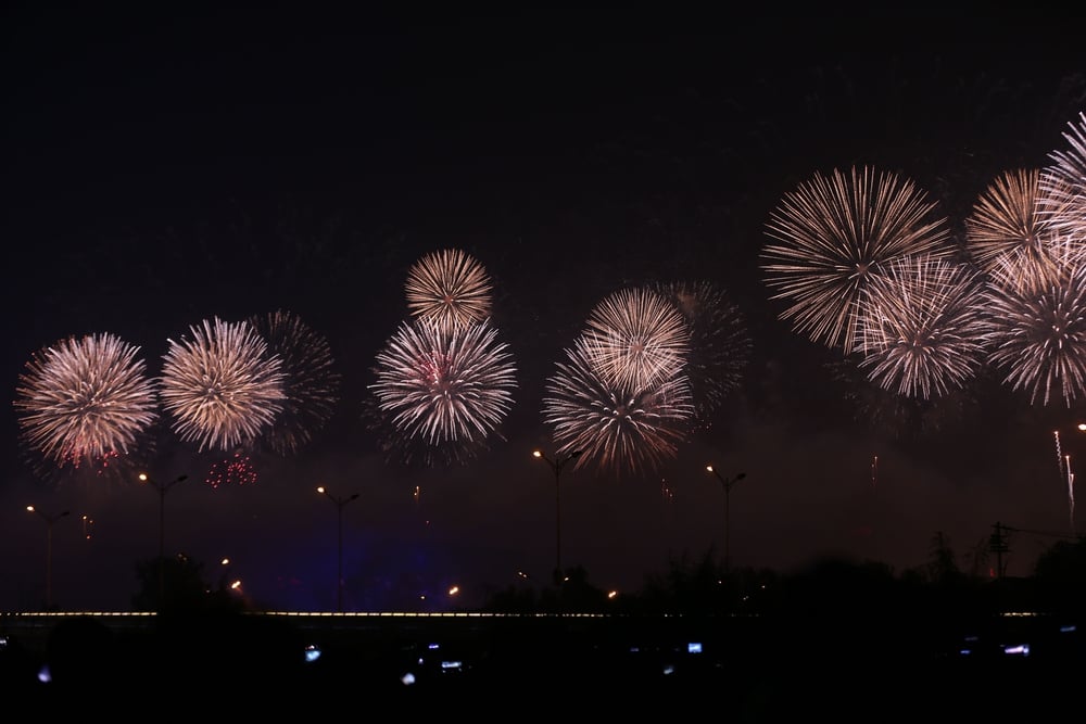 Fireworks Explode Olympic Green Apec China 2014 Beijing China November — Stock Photo, Image