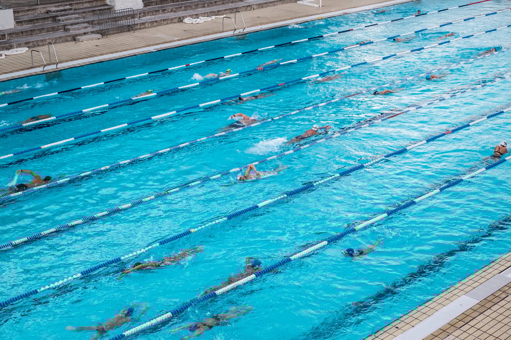 Athens Greece February 2020 Swimmers Outdoor Pool Training — Stock Photo, Image