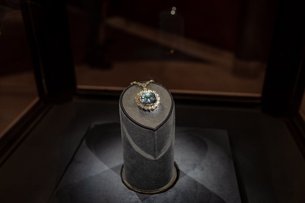 Hope Diamond Gem Jewelry in Smithsonian Museum — Stock Photo, Image