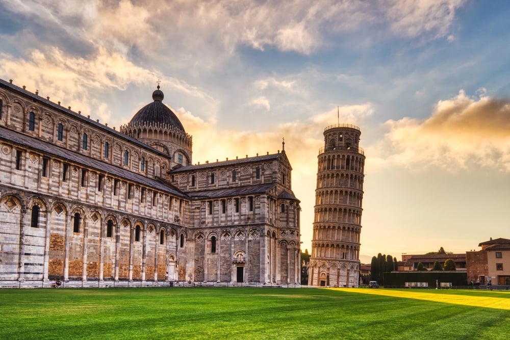 Pisa Leaning Tower Torre Pisa Cathedral Duomo Pisa Sunrise Pisa — Stock Photo, Image