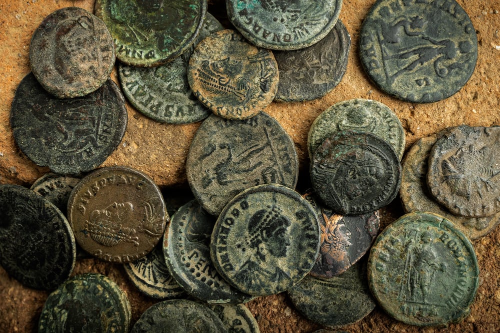 Ancient Roman Coins Bricks — Stock Photo, Image