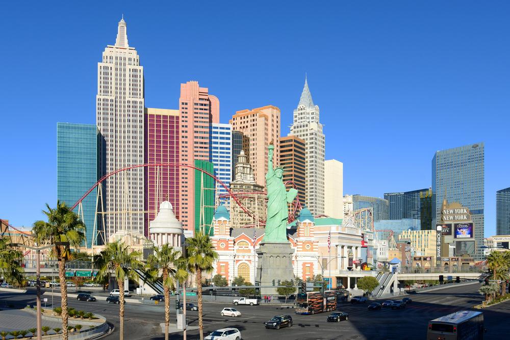 New York-New York Hotel and Casino on Las Vegas Strip in Las Vegas, Nevada, USA. This Hotel is built with replicas of famous landmarks on New York City skyline. — Photo by jiawangkun