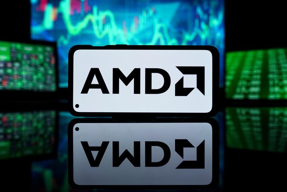 New York, United States of America - 2023 March 29: AMD company on stock market. AMD financial success and profit — Photo by rokas91